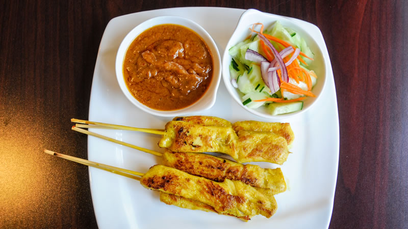 Chicken Satay with a Peanut Dipping Sauce
